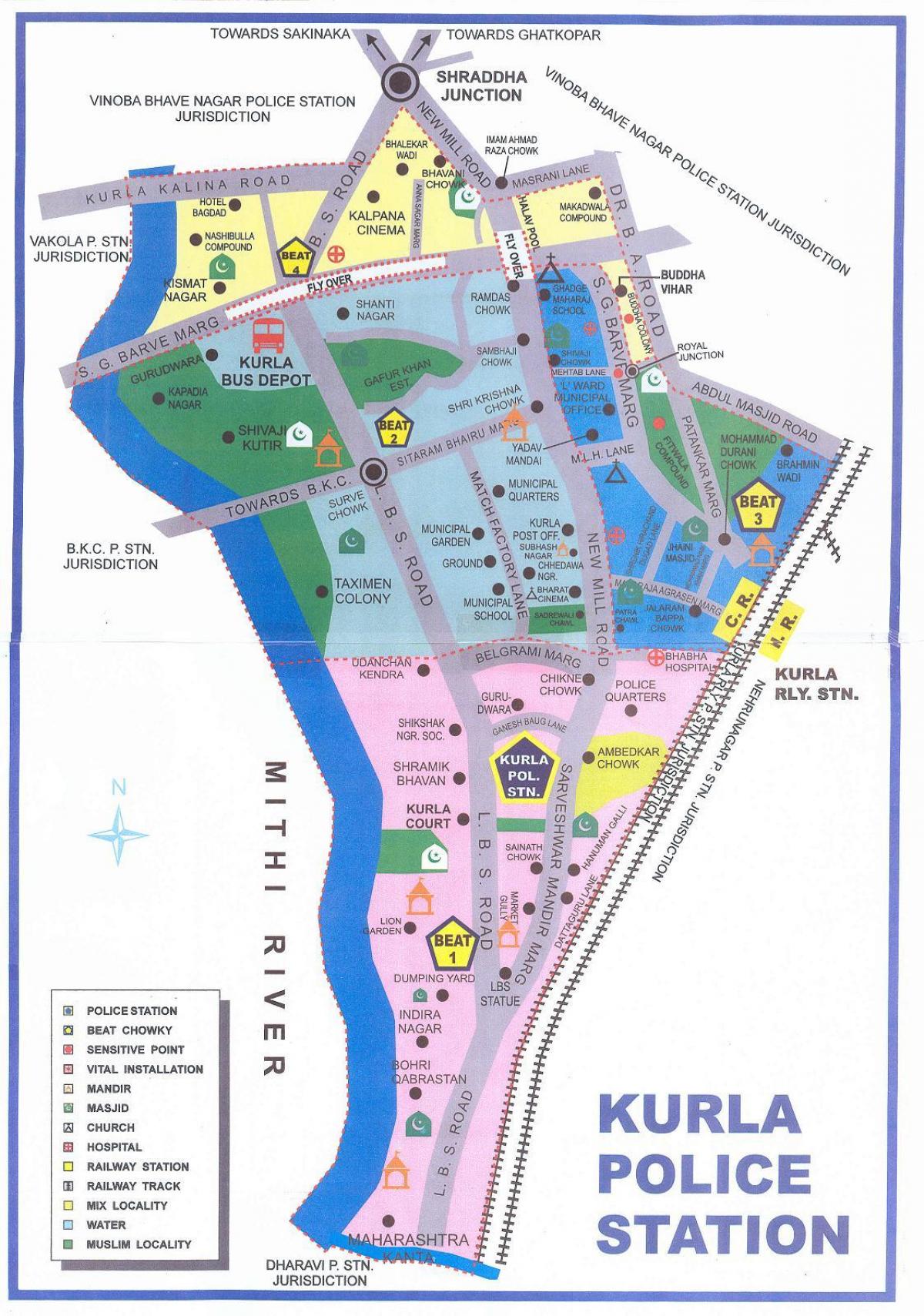 แผนที่ของมุมไบ Kurla