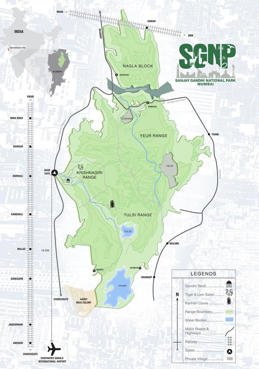 Borivali วนสาธารณะแห่งชาติบนแผนที่