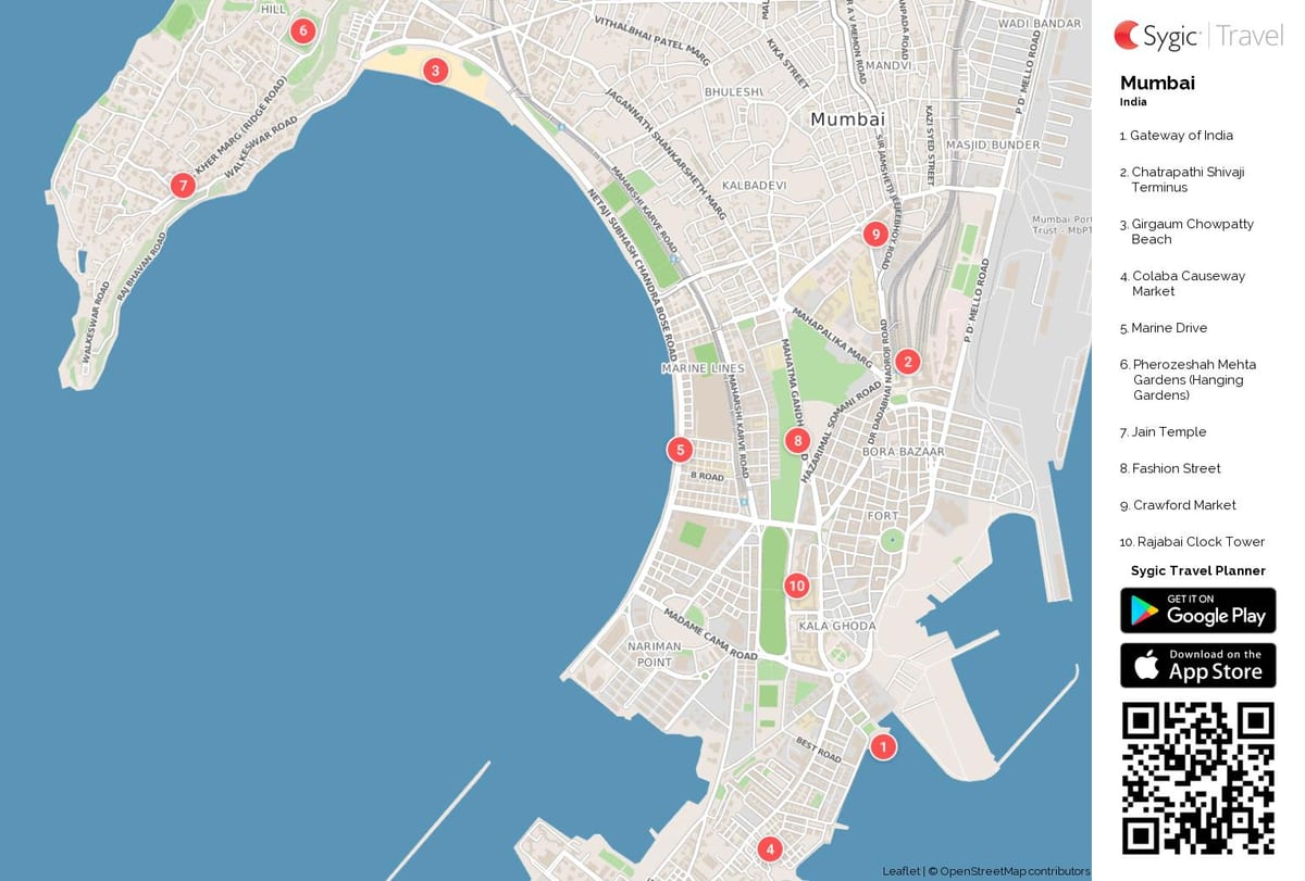 แผนที่ทางตอนใต้ของ Bombay