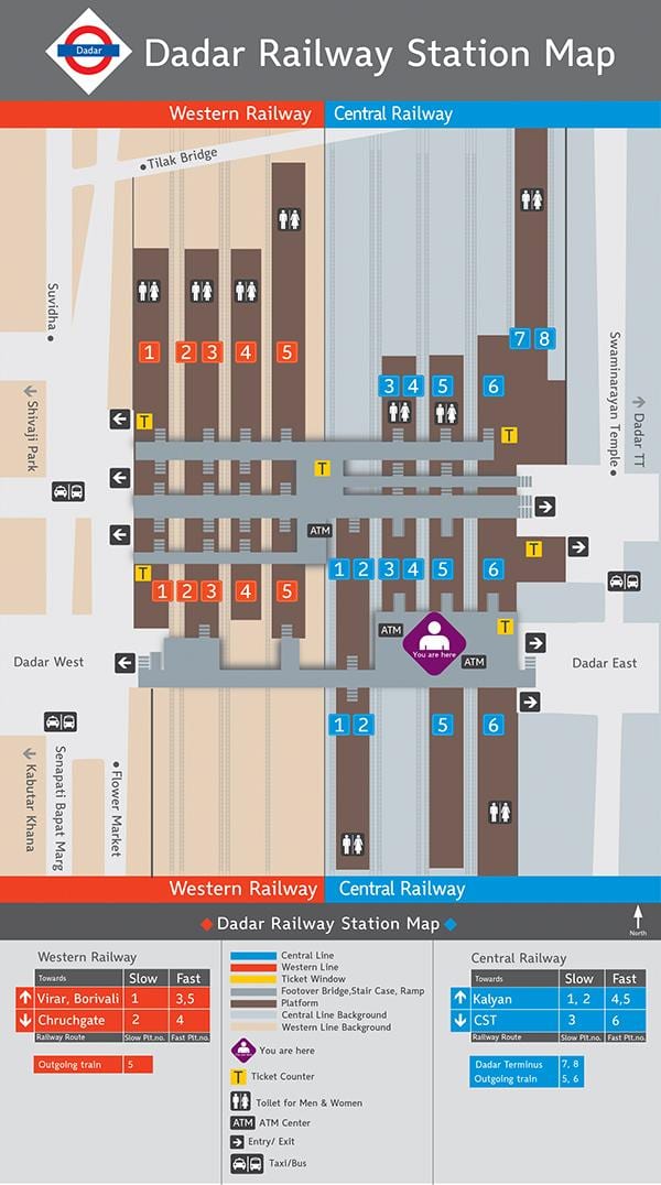 Dadar สถานีแพลตฟอร์มบนแผนที่