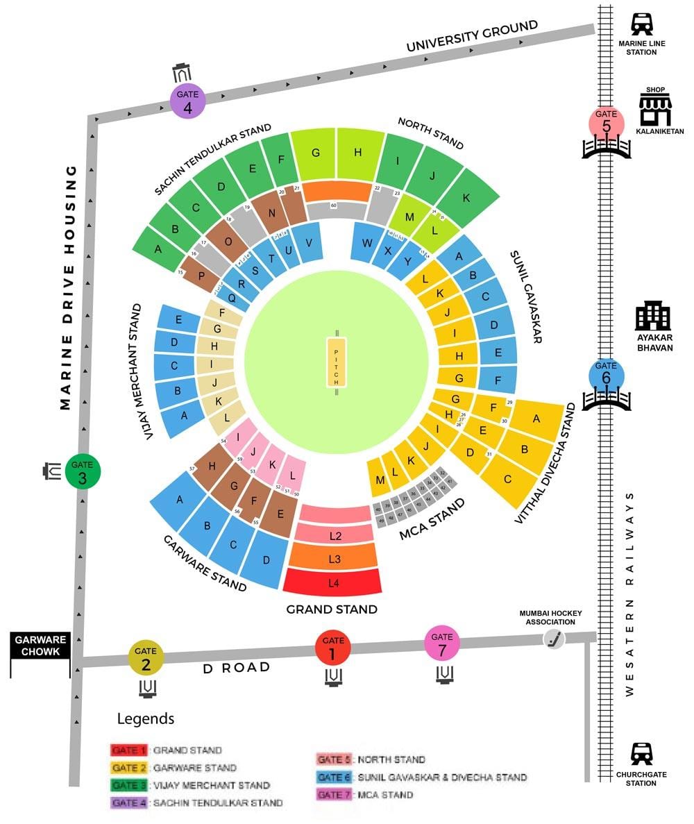 แผนที่ของ Wankhede สนามกีฬา