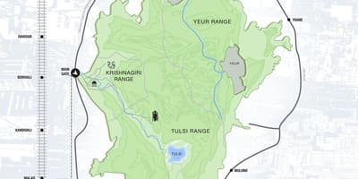 Borivali วนสาธารณะแห่งชาติบนแผนที่